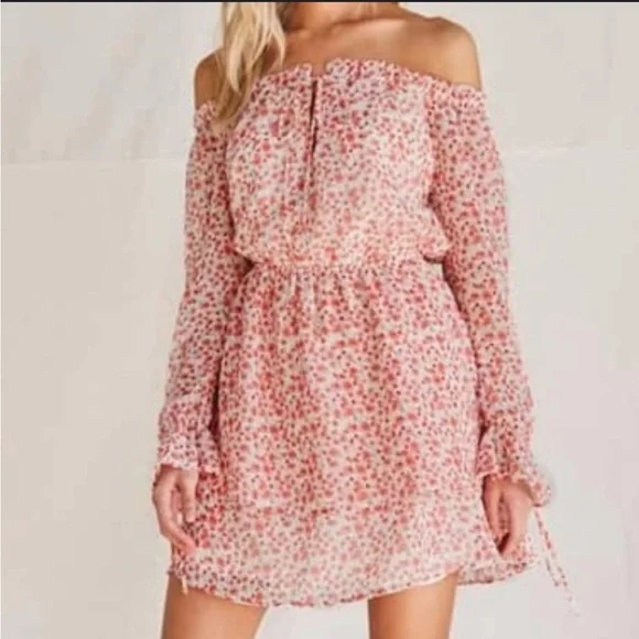 open lace back dress Mint Off-Shoulder Floral Ruffle Mini Dress